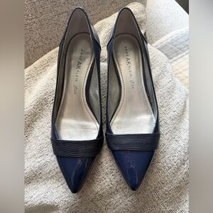 Anne Klein Navy Patent & Embossed 1.5 inch heels